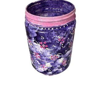 Hand-Painted Purple and Pink Repurposed Decorative Jar